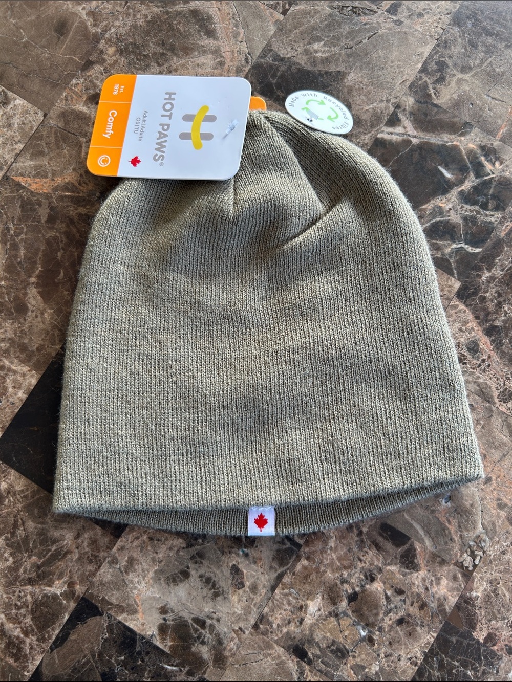 NWT 🆕 Hot Paws Adults Olive Green Knit Beanie One Size